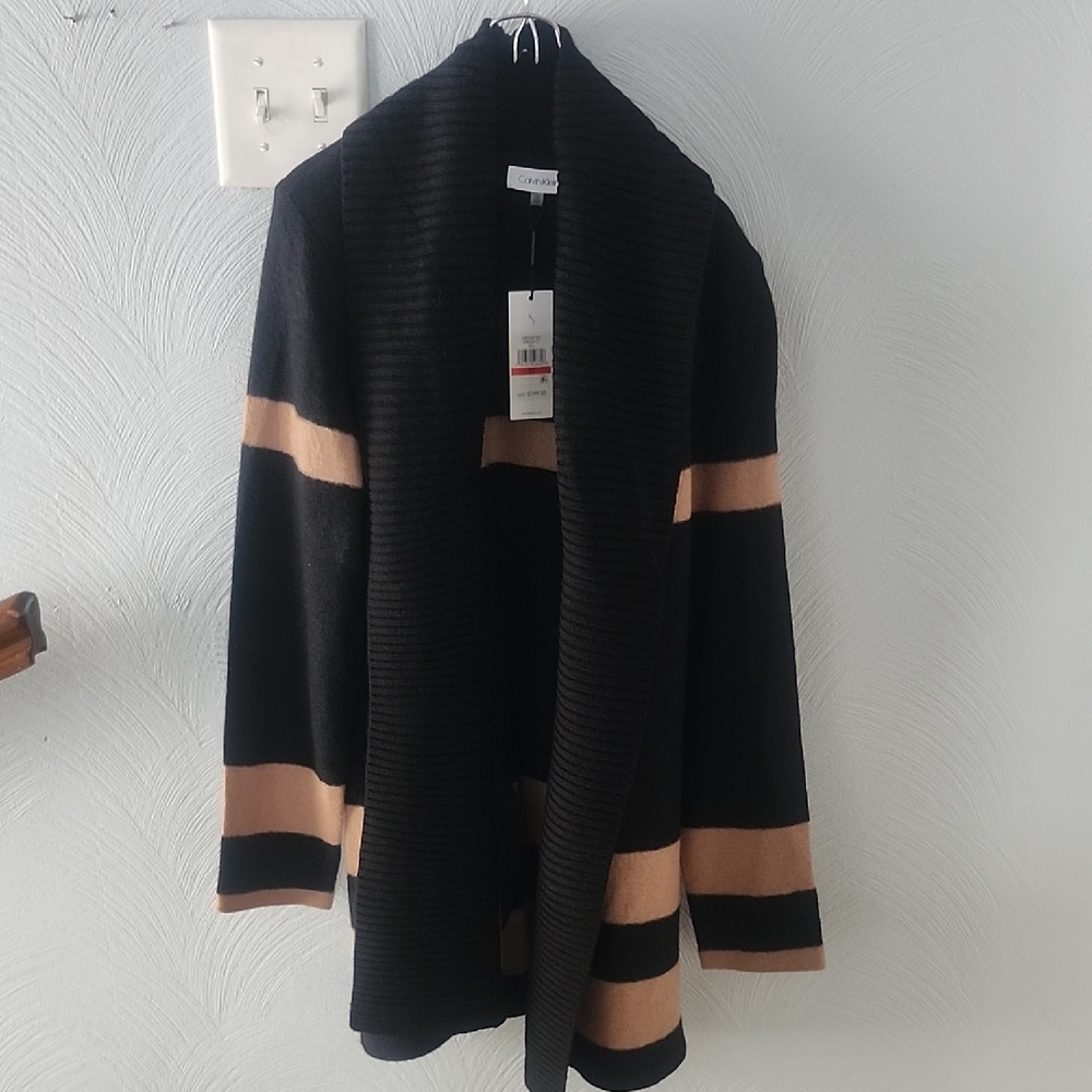 Calvin Klein Women's Black and Tan Cardigan - Picture 1 of 5
